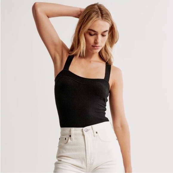 Abercrombie & Fitch Tops - Black Abercrombie & Fitch Ribbed Sweater Sweetheart Bodysuit